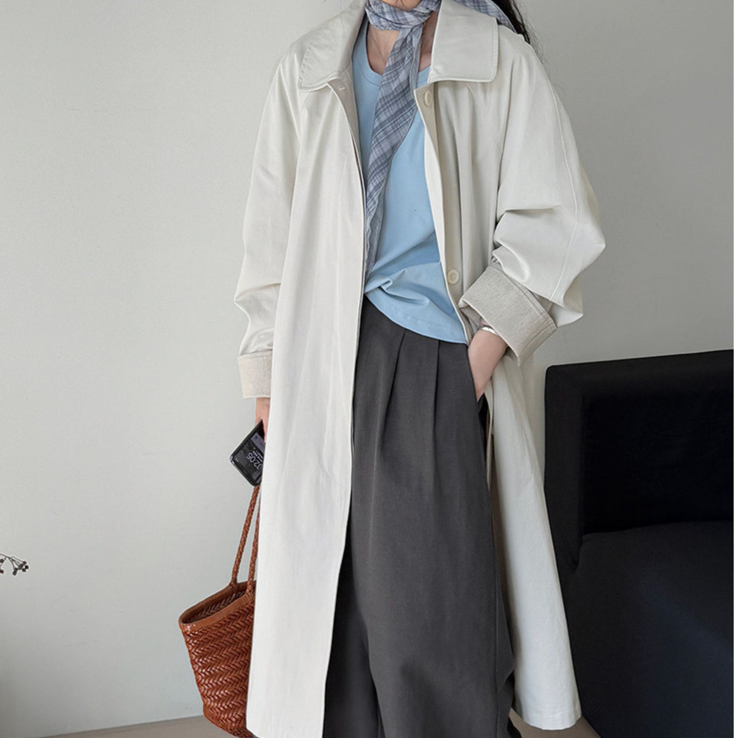 Urban Casual Trenchcoat Pastellweiß