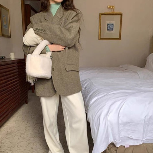 Aesthetic Green Mélange Wool Jacket