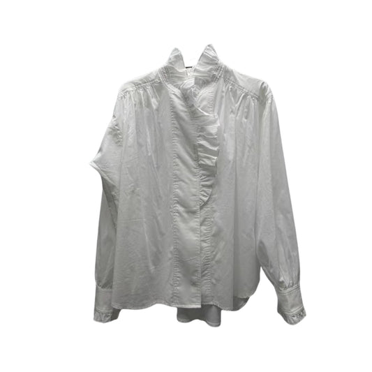 Retro Romance Ruffled Blouse White