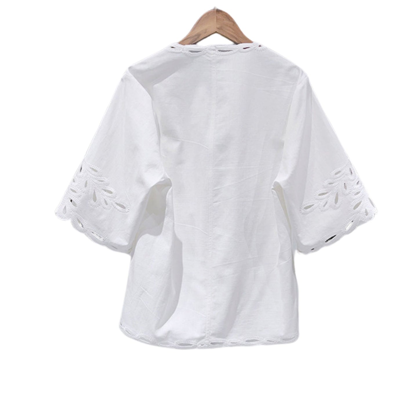 Franskinspirerad broderad bomullsblus