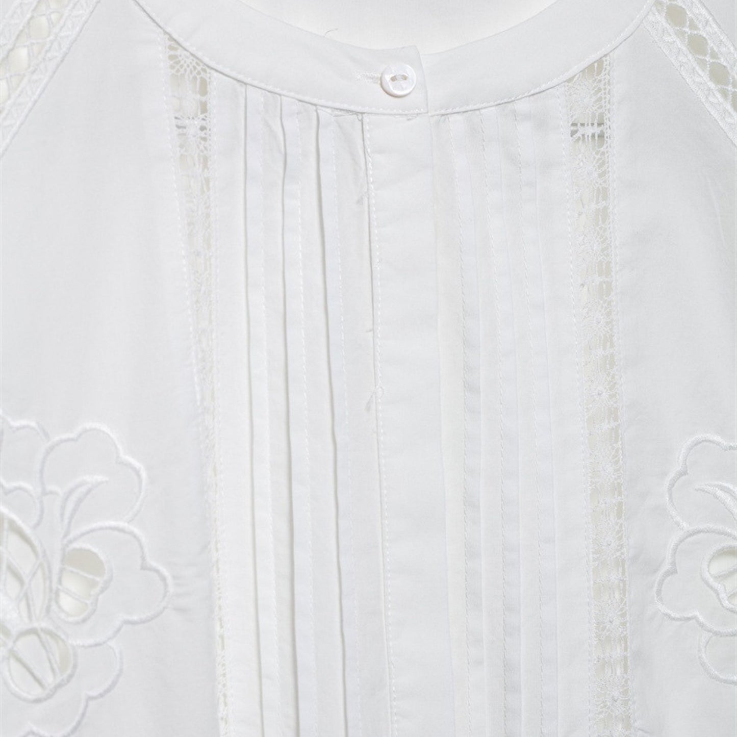 Spring Striped Lace Blouse with Embroidery