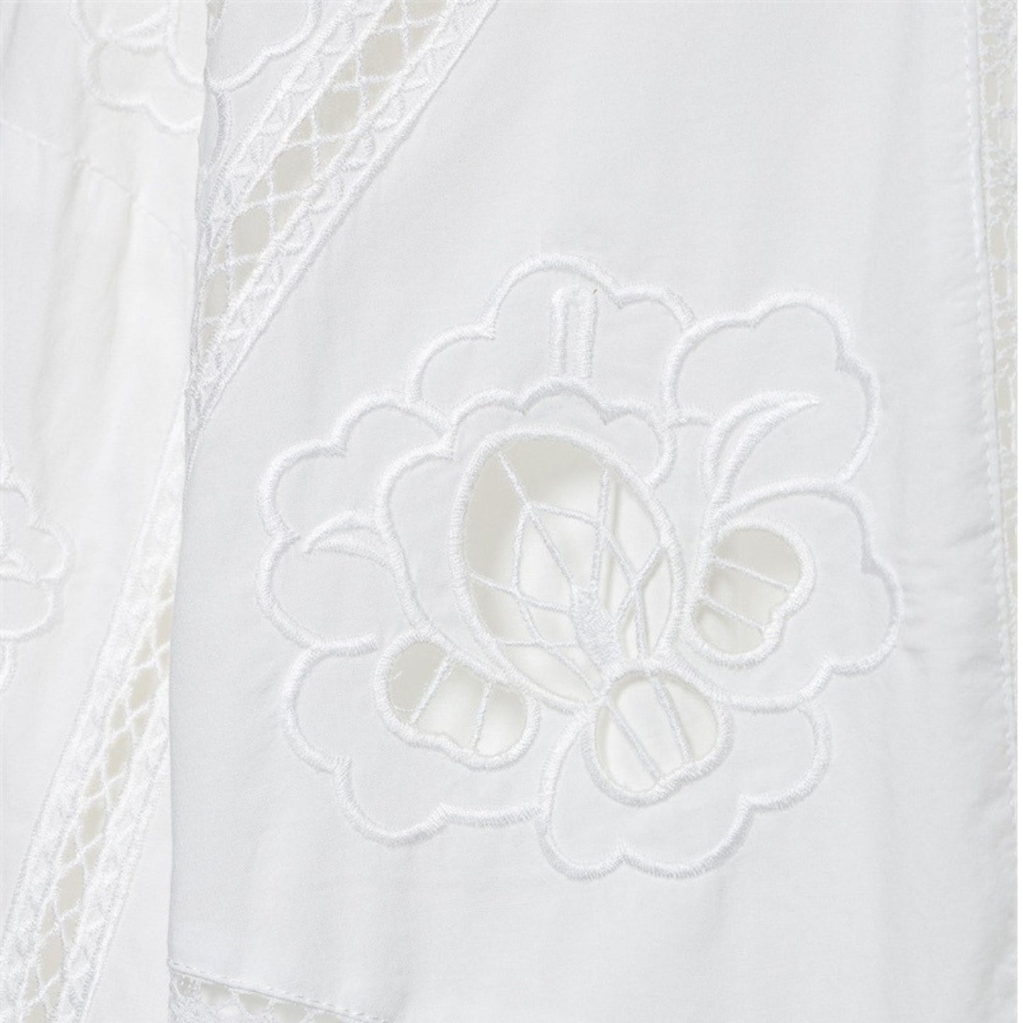 Spring Striped Lace Blouse with Embroidery