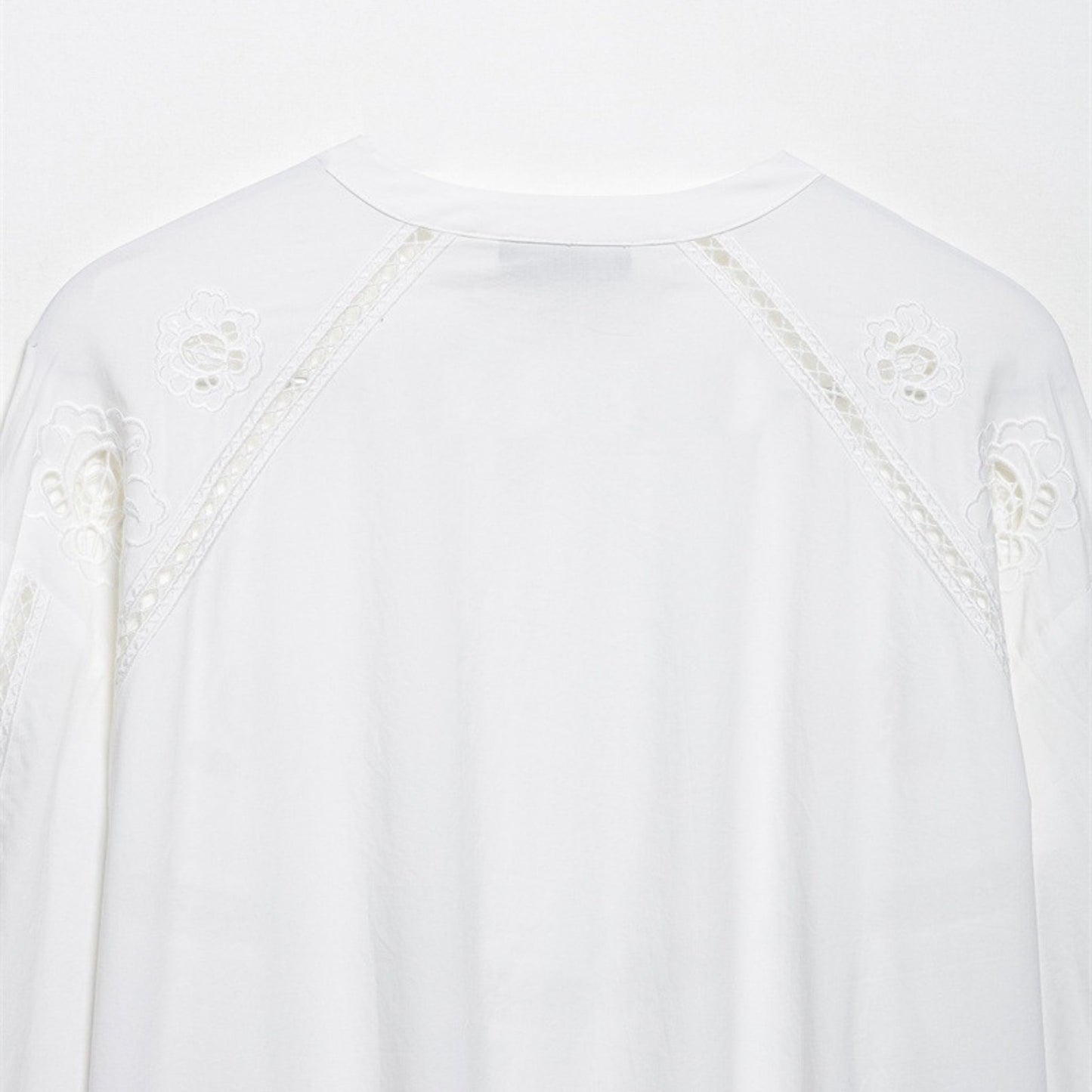 Spring Striped Lace Blouse with Embroidery