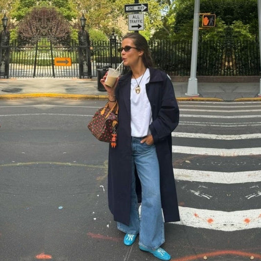 Berlin Block Loose Trenchcoat Marinblå