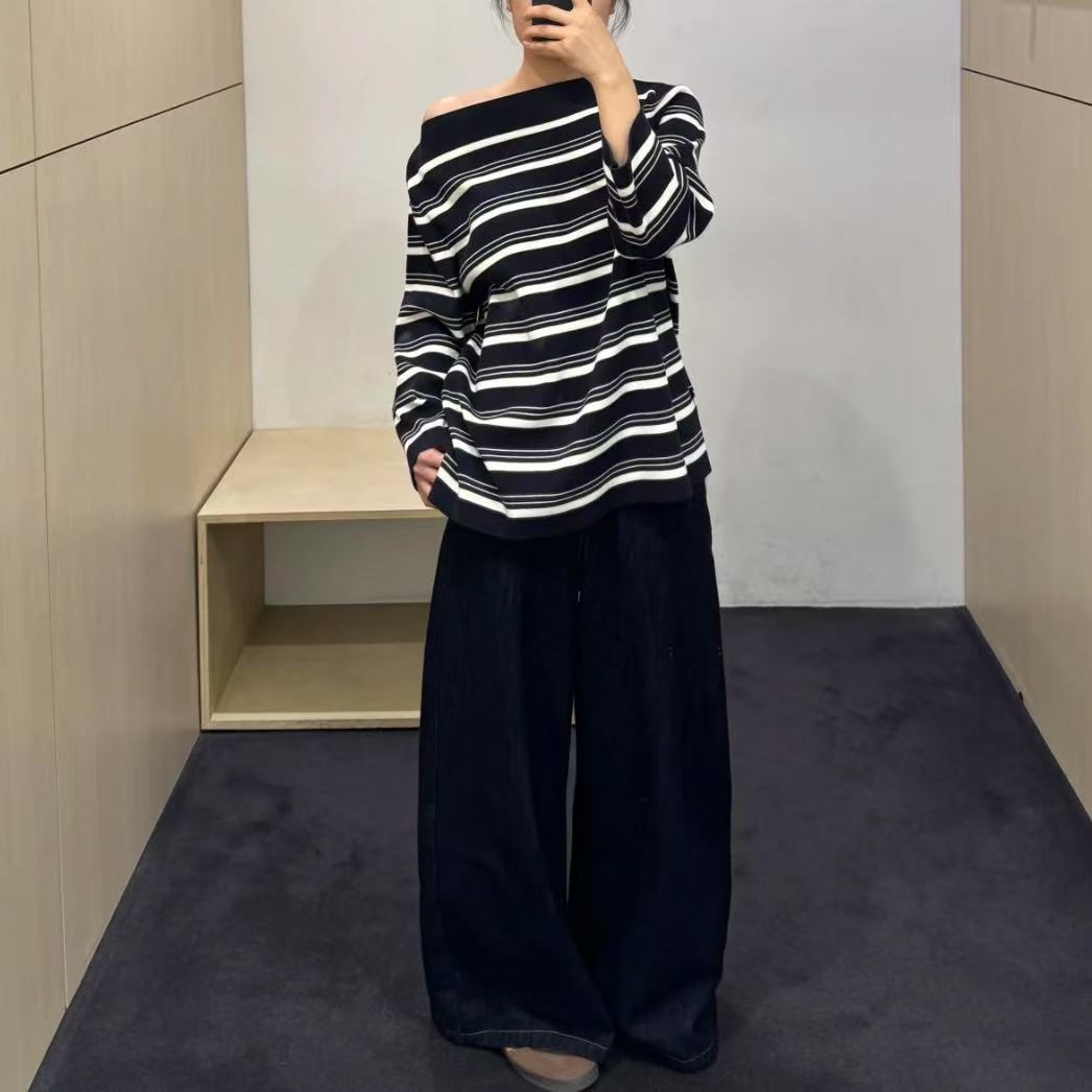 Klassisches gestreiftes Hemd Marineblau