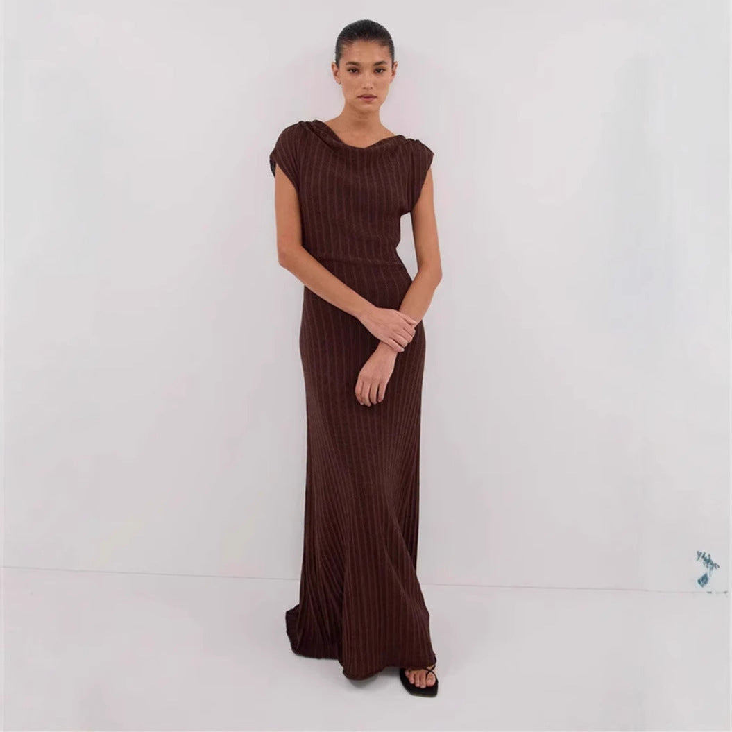 Sleeveless High-Waist Bandage Dress Brown