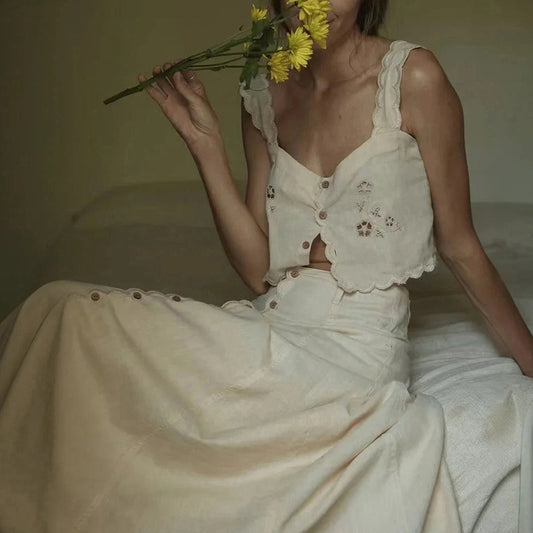 Étoile Marine Summer Skirt with Fine Embroidery