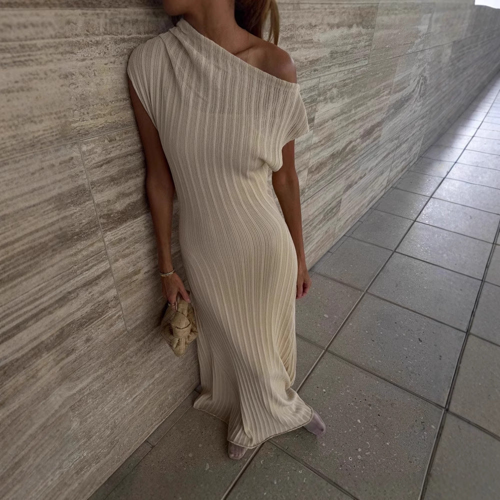 Sculpted Knit Dress in Creme