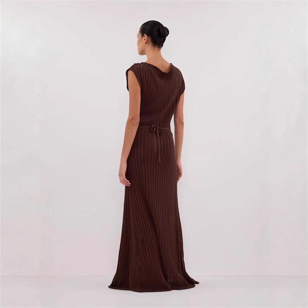 Sleeveless High-Waist Bandage Dress Brown
