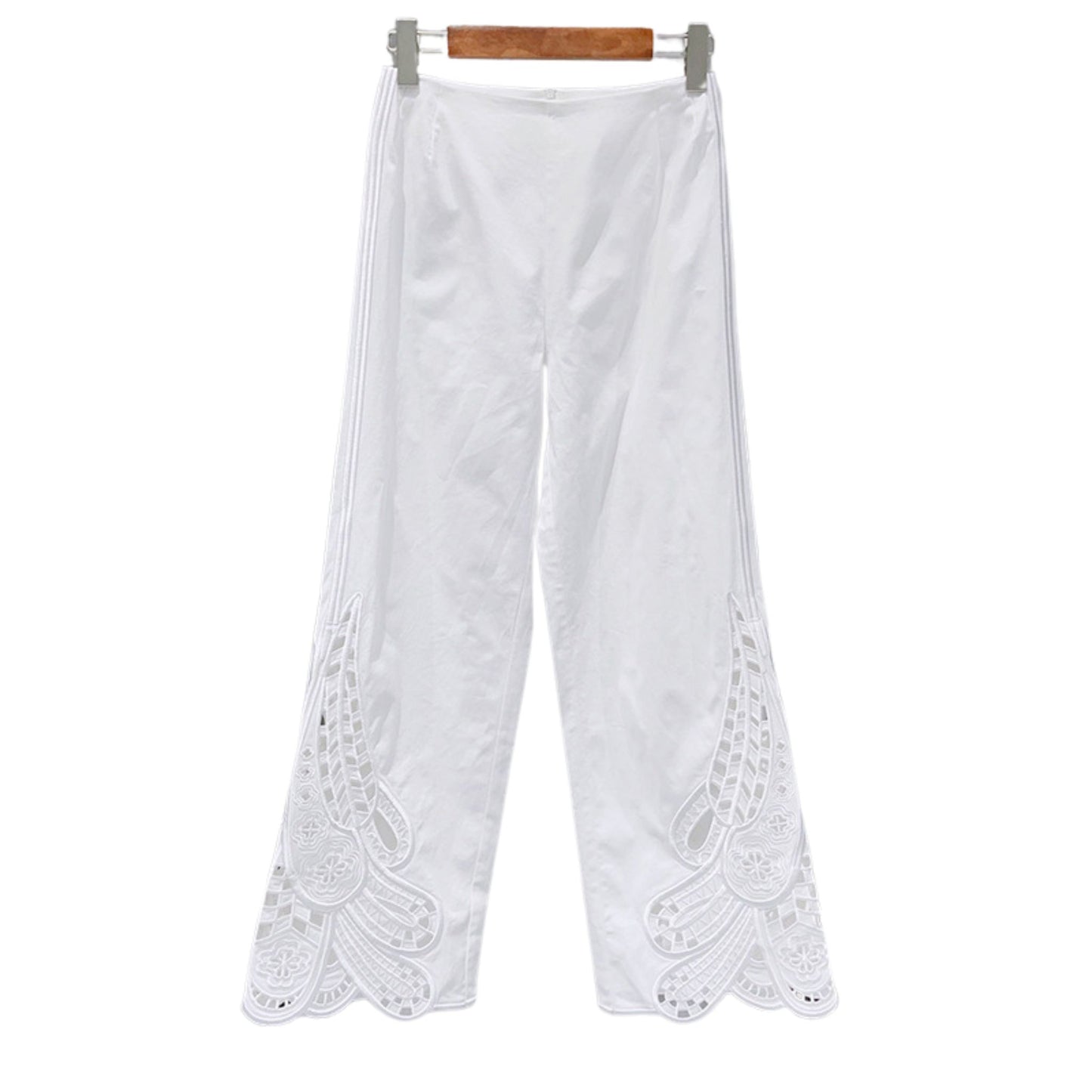 Cotton Crochet Detail Tailored Pants